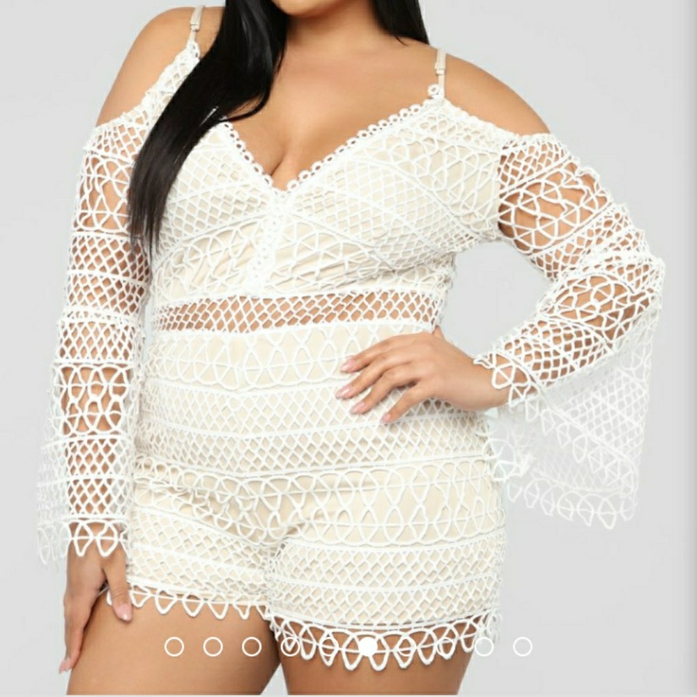 All Day In Crochet Romper - White